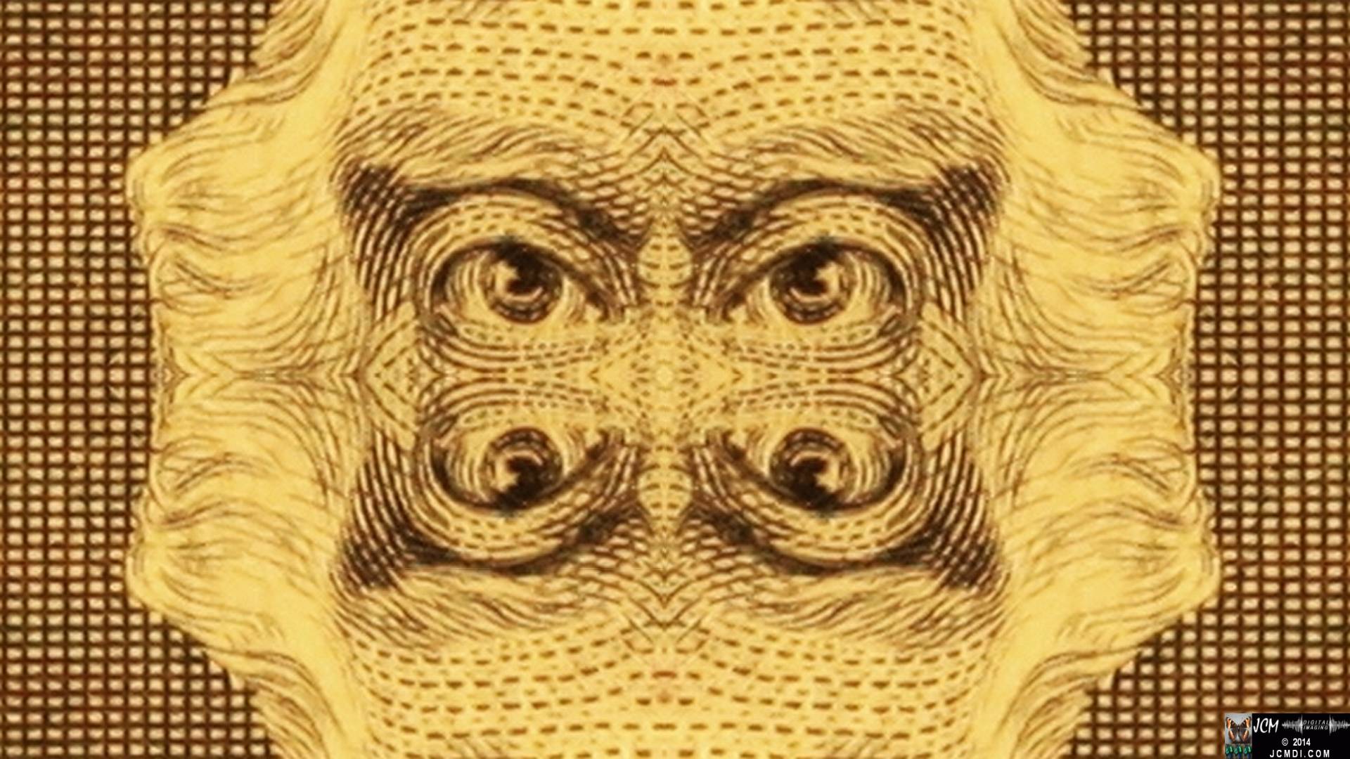 Quadroscopic Artwork made from an image of US Currency (money clips)